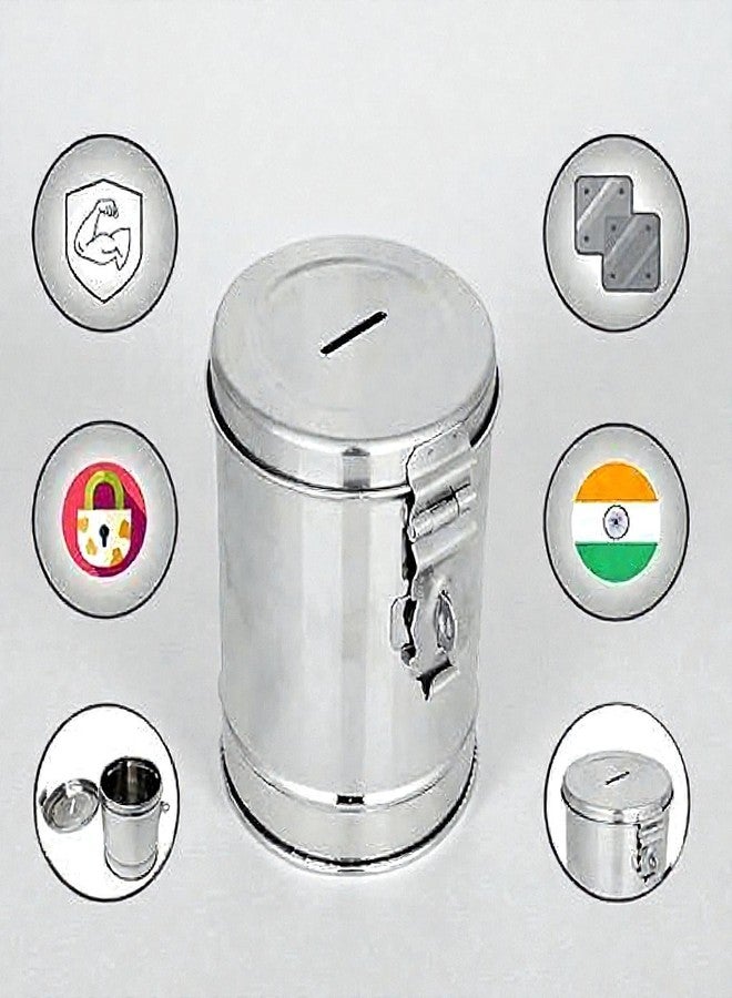 Standify® 800ML Small Money Bank_A Stainless Steel Money Box Heavy Duty Bachat Gulak for Kids & Adults Unbreakable Piggy Bank. - Image 5